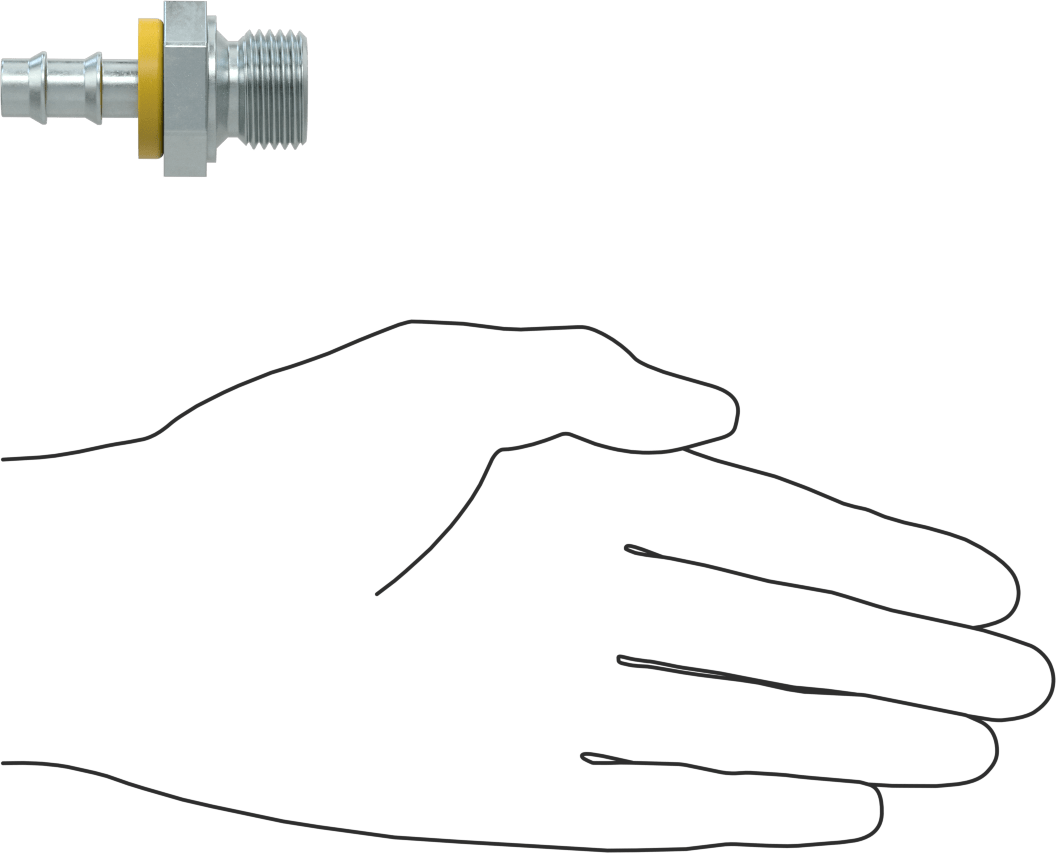 Hidrolik Sıvı için İtmeli Çıkıntılı Hortum Bağlantı Elemanı, 1/2" Hortum İç Çapı x 1/2 BSPP Erkek için Adaptör