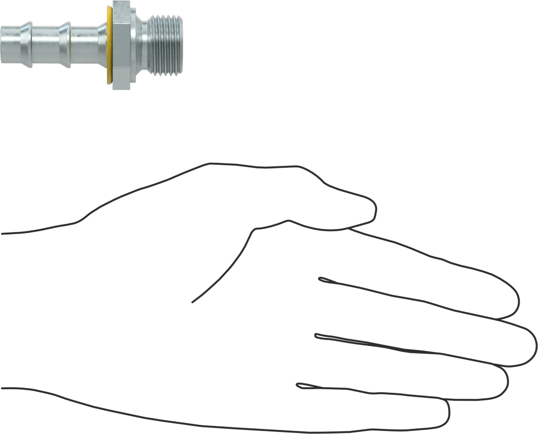 Hidrolik Sıvı için İtmeli Çıkıntılı Hortum Bağlantı Elemanı, 5/8" İç Çaplı Hortum x 1/2 BSPP Erkek için Adaptör