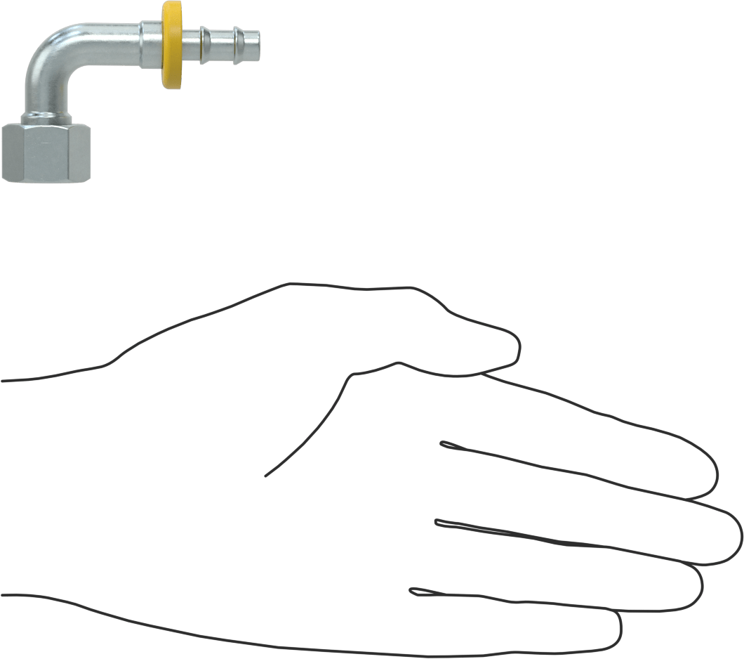 Hidrolik Sıvı için İtmeli Çıkıntılı Hortum Bağlantı Elemanı, 3/8" İç Çaplı Hortum x 3/8 BSPP Dişi için 90 Derece Döner Adaptör