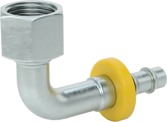 Hidrolik Sıvı için İtmeli Çıkıntılı Hortum Bağlantı Elemanı, 3/8" İç Çaplı Hortum x 3/8 BSPP Dişi için 90 Derece Döner Adaptör