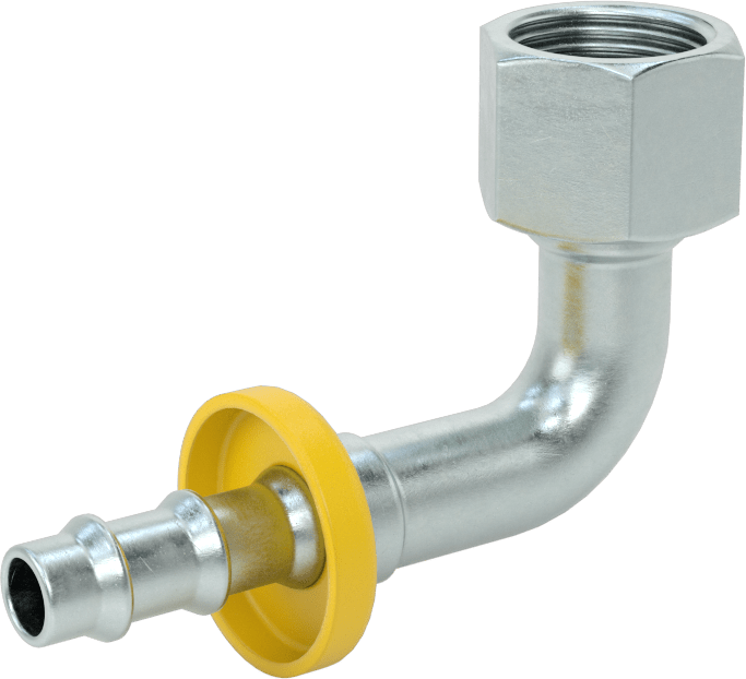 Hidrolik Sıvı için İtmeli Çıkıntılı Hortum Bağlantı Elemanı, 3/8" İç Çaplı Hortum x 3/8 BSPP Dişi için 90 Derece Döner Adaptör