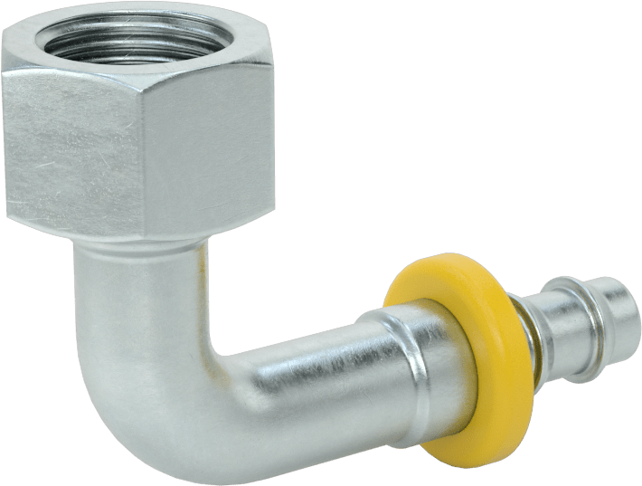 Hidrolik Sıvı için İtmeli Çıkıntılı Hortum Bağlantı Elemanı, 1/2" Hortum İç Çapı x 1/2 BSPP Dişi için 90 Derece Döner Adaptör