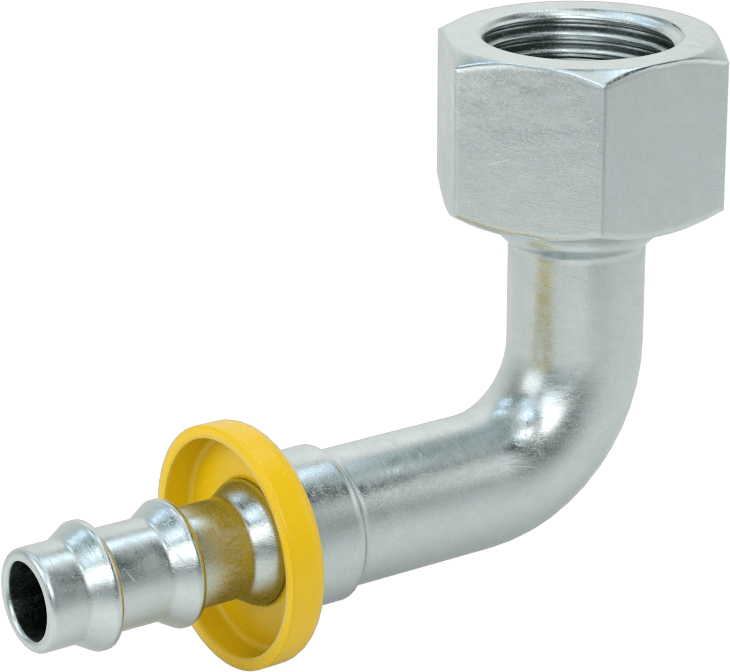 Hidrolik Sıvı için İtmeli Çıkıntılı Hortum Bağlantı Elemanı, 1/2" Hortum İç Çapı x 1/2 BSPP Dişi için 90 Derece Döner Adaptör