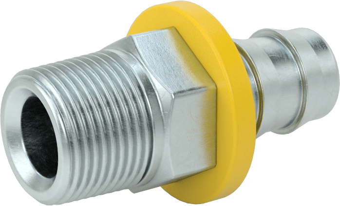 Hidrolik Sıvı için İtmeli Çıkıntılı Hortum Bağlantı Elemanı, Çinko Kaplı Çelik Adaptör, 3/4" Hortum İç Çapı x 3/4 NPTF Erkek