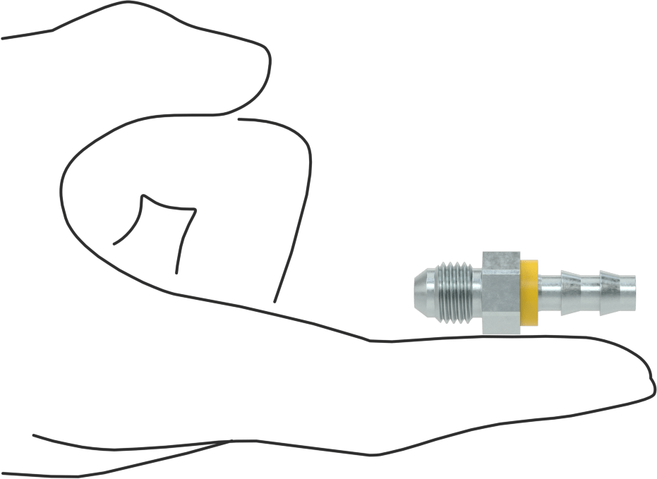 Hidrolik Sıvı için İtmeli Çıkıntılı Hortum Bağlantı Elemanı, Adaptör, 1/4" Hortum İç Çapı, 7/16"-20 UNF Erkek Konik