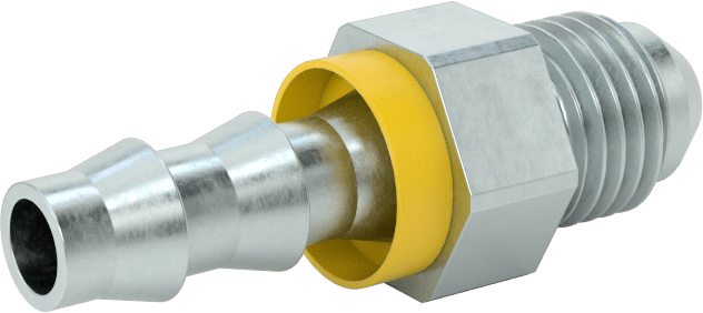 Hidrolik Sıvı için İtmeli Çıkıntılı Hortum Bağlantı Elemanı, Adaptör, 1/4" Hortum İç Çapı, 7/16"-20 UNF Erkek Konik
