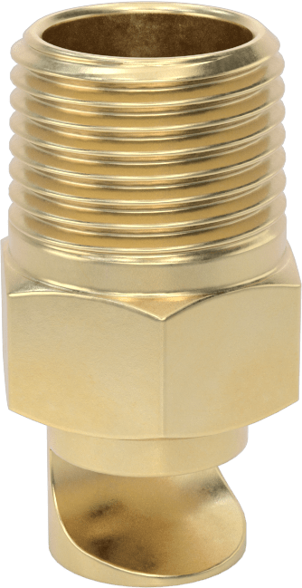Ekstra Geniş Sapmalı Düz Püskürtme Memesi, Pirinç, 1/2 NPT Erkek, 5,7 gpm 20 PSI'da