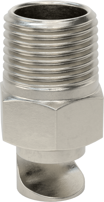 Ekstra Geniş Sapmalı Düz Püskürtme Memesi, 303 Paslanmaz Çelik, 1/2 NPT Erkek, 20 PSI'da 8,5 gpm