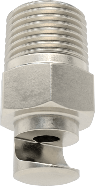 Ekstra Geniş Sapmalı Düz Püskürtme Memesi, 303 Paslanmaz Çelik, 1/2 NPT Erkek, 20 PSI'da 8,5 gpm