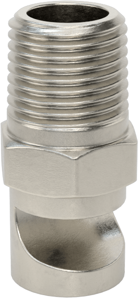 Ekstra Geniş Sapmalı Düz Püskürtme Memesi, Paslanmaz Çelik, 1/8 NPT Erkek, 20 PSI'da 0,7 gpm, 132 Derece Açı