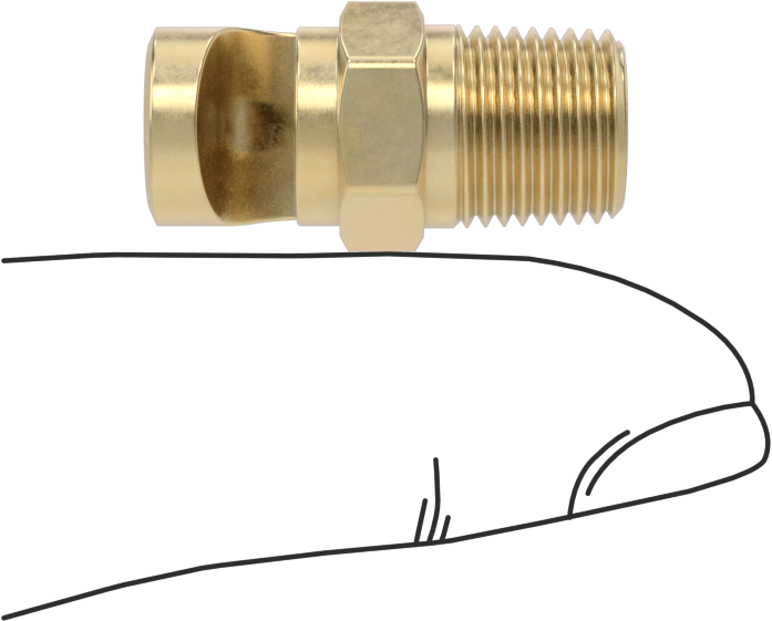 Ekstra Geniş Sapmalı Düz Püskürtme Memesi, Paslanmaz Çelik, 1/8 NPT Erkek, 20 PSI'da 1,4 gpm, 150 Derece Açı