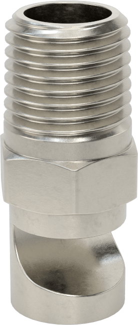 Ekstra Geniş Sapmalı Düz Püskürtme Memesi, Paslanmaz Çelik, 1/4 NPT Erkek, 20 PSI'da 2,1 gpm, 144 Derece Açı