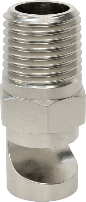Ekstra Geniş Sapmalı Düz Püskürtme Memesi, Paslanmaz Çelik, 1/4 NPT Erkek, 20 PSI'da 2,8 gpm, 144 Derece Açı