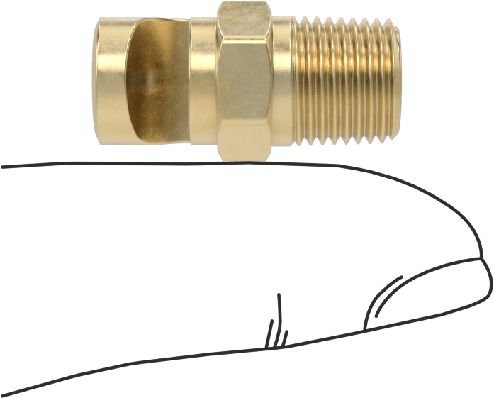 Ekstra Geniş Sapmalı Düz Püskürtme Memesi, Pirinç, 1/8 NPT Erkek, 20 PSI'da 0,7 gpm, 132 Derece Açı