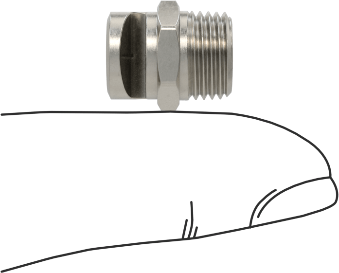 Ekstra Geniş Sapmalı Düz Püskürtme Memesi, Paslanmaz Çelik, 1/8 NPT Erkek, 0,1 gpm 20 PSI'da, 120 Derece Açı