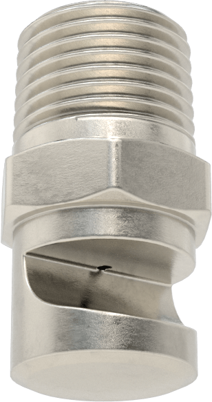 Ekstra Geniş Sapmalı Düz Püskürtme Memesi, Paslanmaz Çelik, 1/8 NPT Erkek, 0,1 gpm 20 PSI'da, 148 Derece Açı