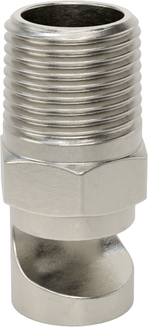 Ekstra Geniş Sapmalı Düz Püskürtme Memesi, Paslanmaz Çelik, 3/8 NPT Erkek, 20 PSI'da 6,4 gpm, 144 Derece Açı