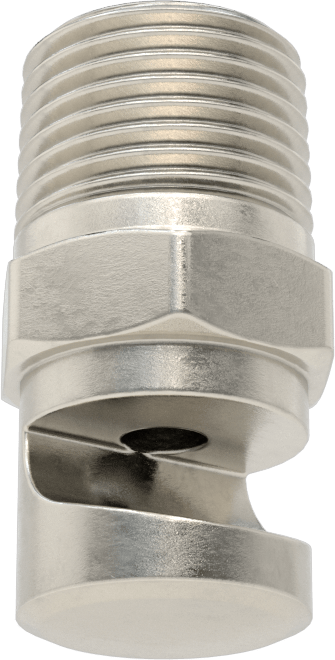 Ekstra Geniş Sapmalı Düz Püskürtme Memesi, Paslanmaz Çelik, 1/2 NPT Erkek, 20 PSI'da 7,1 gpm, 141 Derece Açı
