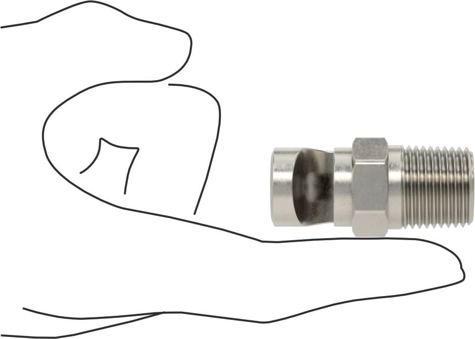Ekstra Geniş Sapmalı Düz Püskürtme Memesi, Paslanmaz Çelik, 1/2 NPT Erkek, 9,9 gpm 20 PSI'da, 130 Derece Açı
