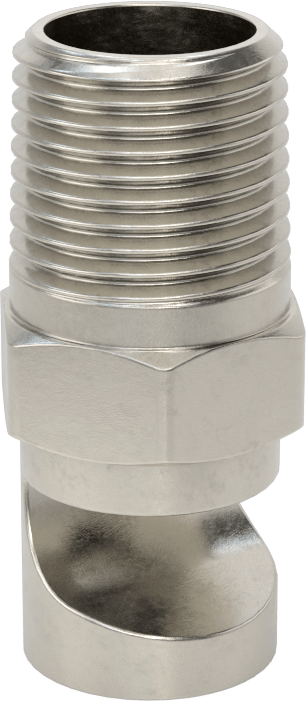 Ekstra Geniş Sapmalı Düz Püskürtme Memesi, Paslanmaz Çelik, 1/2 NPT Erkek, 9,9 gpm 20 PSI'da, 130 Derece Açı