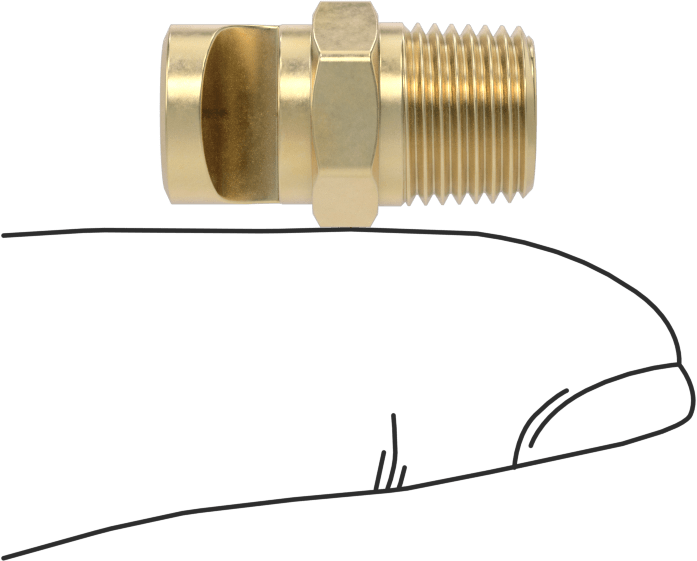 Ekstra Geniş Sapmalı Düz Püskürtme Memesi, Pirinç, 1/8 NPT Erkek, 0,1 gpm 20 PSI'da, 148 Derece Açı