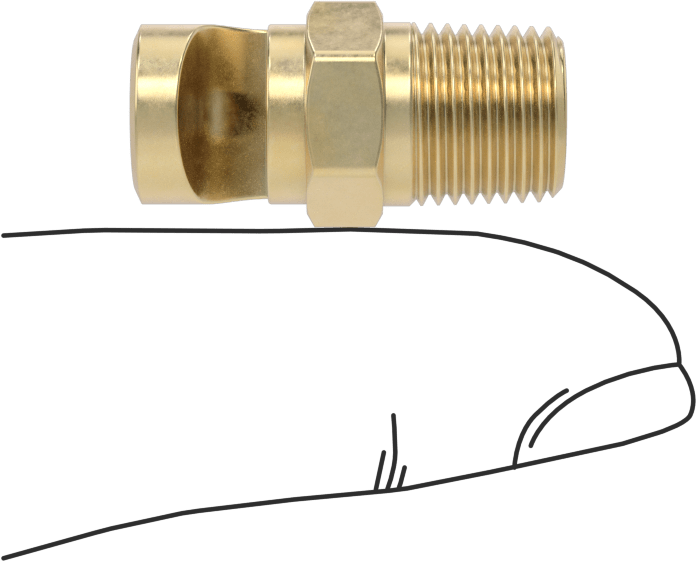 Ekstra Geniş Sapmalı Düz Püskürtme Memesi, Pirinç, 1/8 NPT Erkek, 20 PSI'da 1,4 gpm, 150 Derece Açı