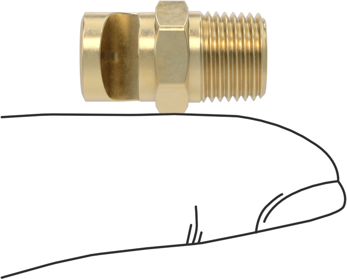 Ekstra Geniş Sapmalı Düz Püskürtme Memesi, Pirinç, 1/8 NPT Erkek, 0.28 gpm @ 20 PSI