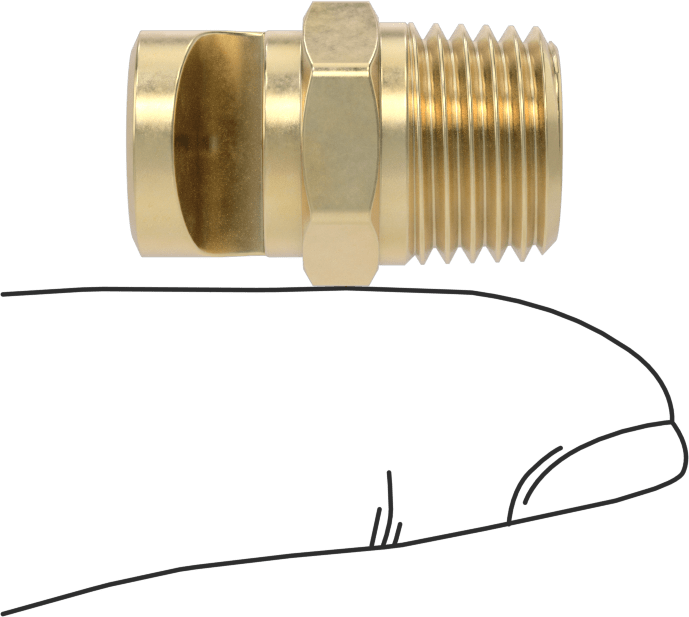 Ekstra Geniş Sapmalı Düz Püskürtme Memesi, Pirinç, 1/4 NPT Erkek, 0.28 gpm @ 20 PSI
