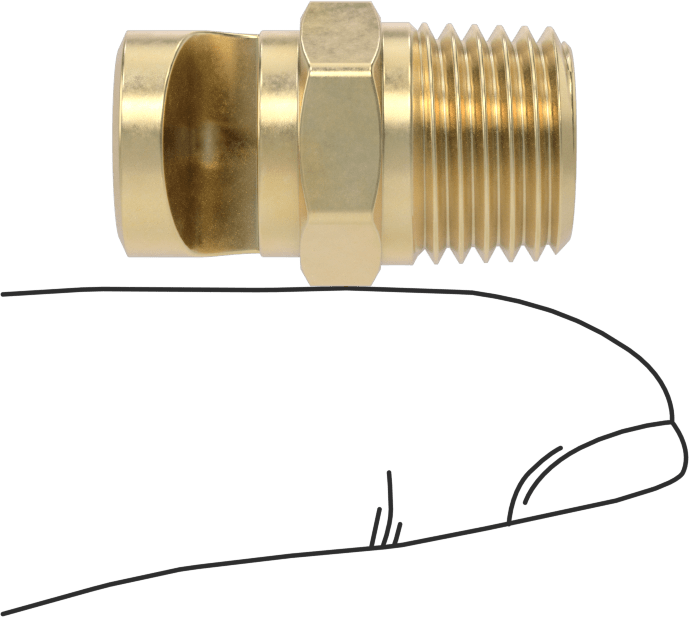 Ekstra Geniş Sapmalı Düz Püskürtme Memesi, Pirinç, 1/4 NPT Erkek, 1.06 gpm @ 20 PSI