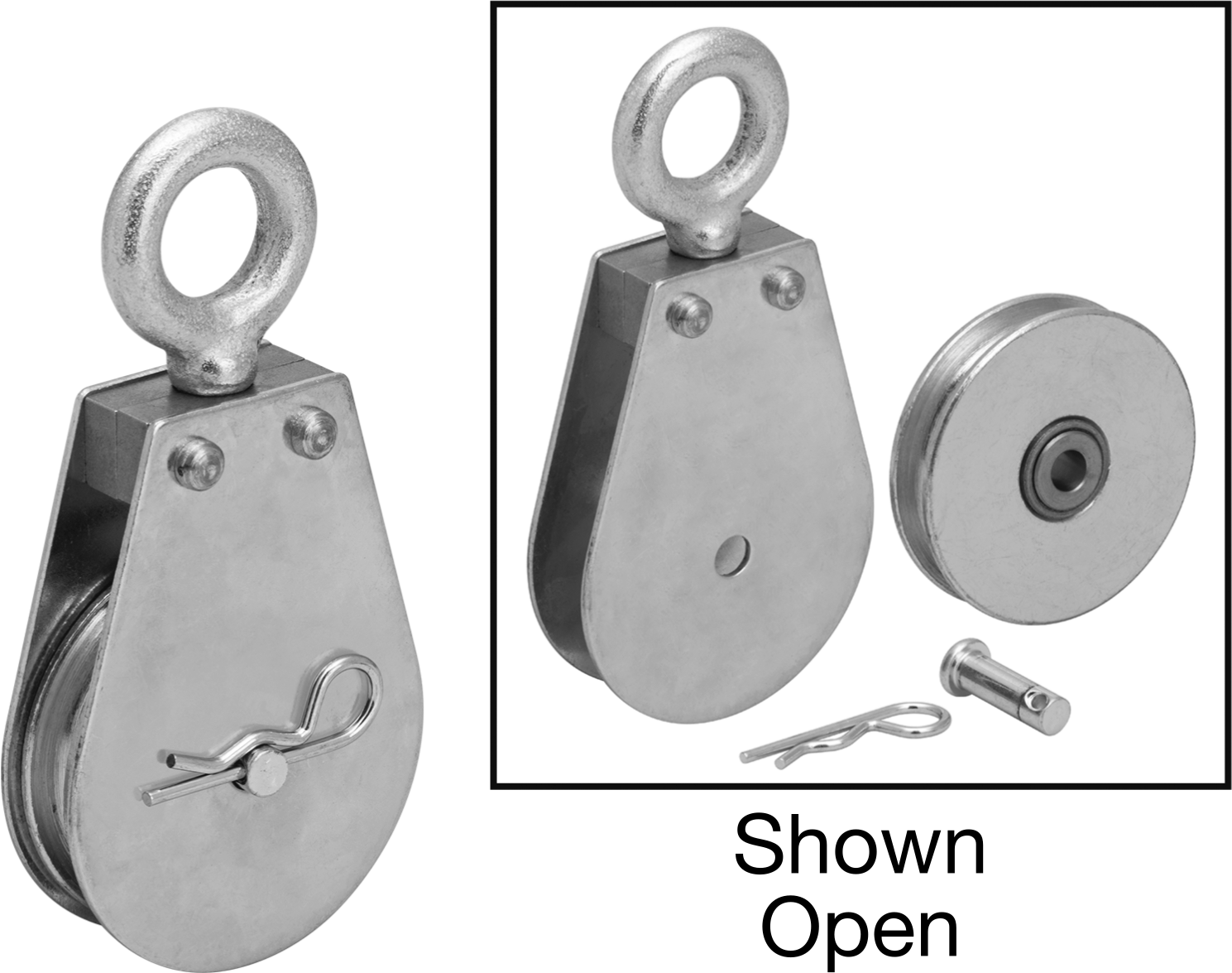 Kaldırma için Tel Halat Kasnağı, Kolay Açma Asma, Döner Halka, 3/8" Çap için, 3-1/2" OD