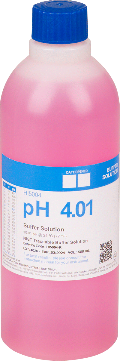 Kimya Sensörü için Kalibrasyon Çözeltisi, Analiz Sertifikası ile, 4,0 pH, 500 ml