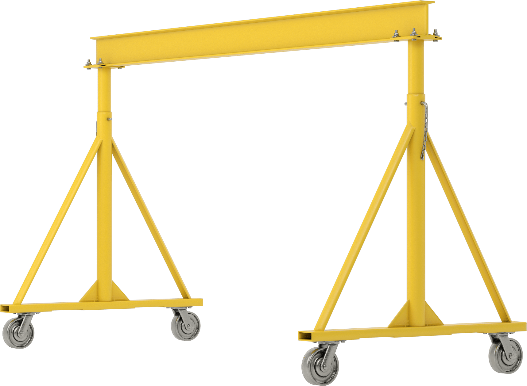 Ayarlanabilir Portal Vinç, Sarı Boyalı Çelik, 2 Ton/4000 lb Kapasite, 6'-9' Boşluk