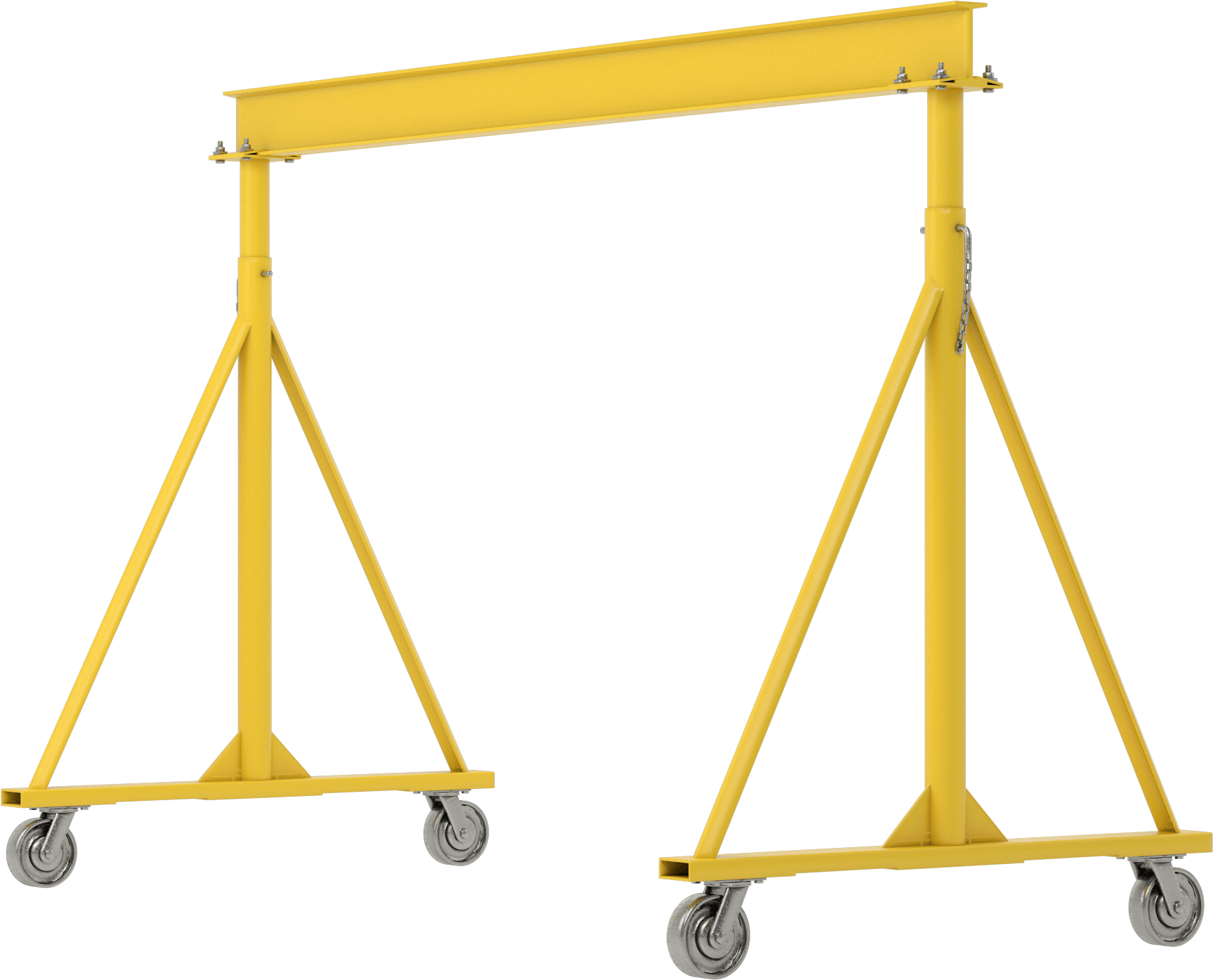 Ayarlanabilir Portal Vinç, Sarı Boyalı Çelik, 2 Ton/4000 lb. Kapasite, 7'-10' Boşluk