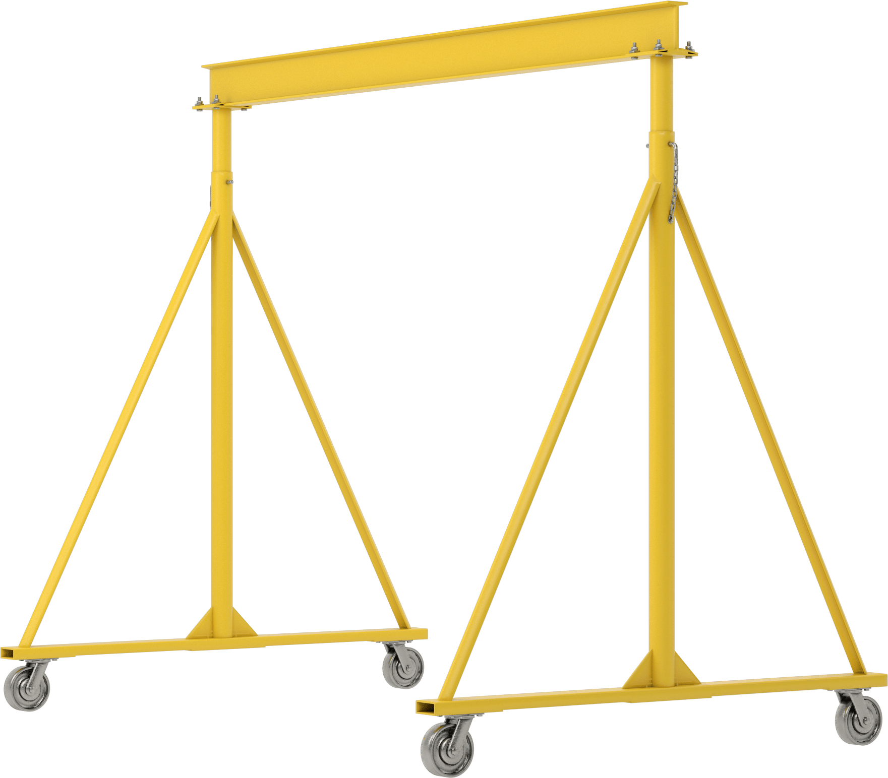 Ayarlanabilir Portal Vinç, Sarı Boyalı Çelik, 2 Ton/4000 lb. Kapasite, 9'-14' Boşluk