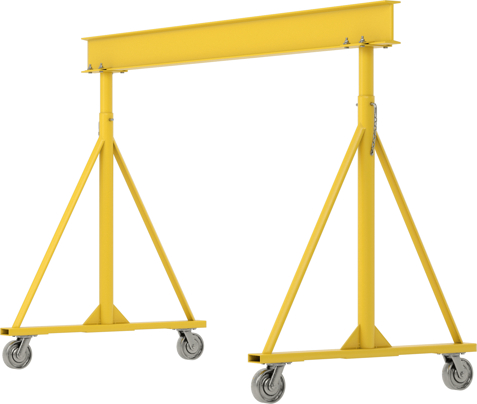 Ayarlanabilir Portal Vinç, Sarı Boyalı Çelik, 3 ton/6000 lb. kapasite, 7'-10' Boşluk