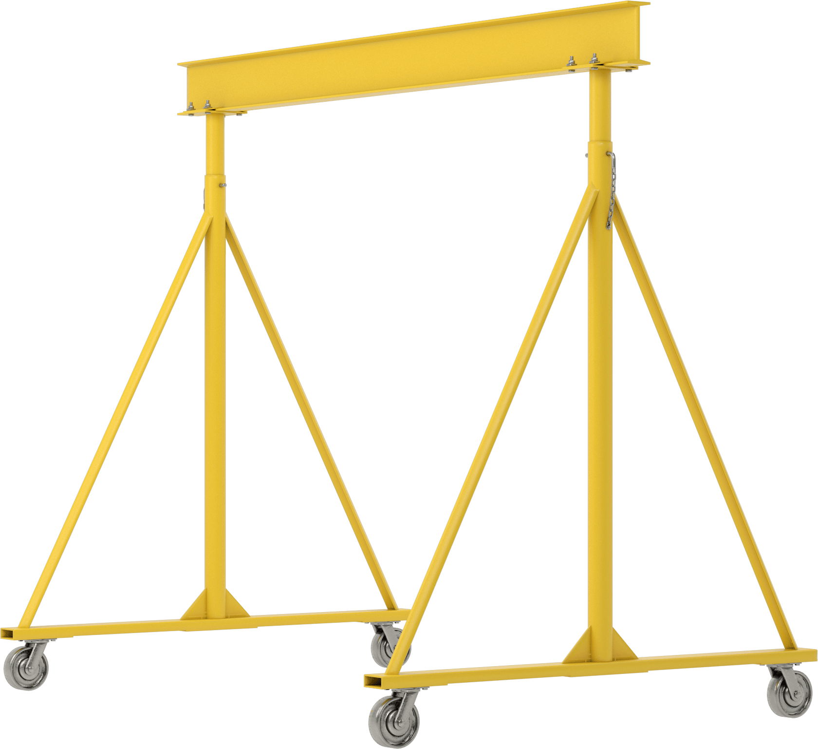 Ayarlanabilir Portal Vinç, Sarı Boyalı Çelik, 3 ton/6000 lb. kapasite, 9'-14' Boşluk