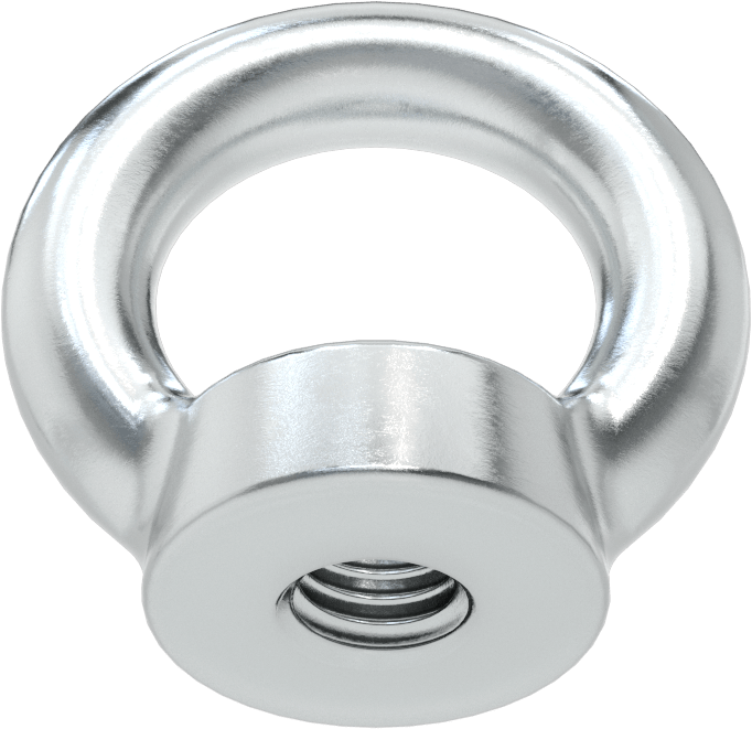 Çinko Kaplı Çelik Yuvarlak Gözlü Somun - Kaldırma için, 1/2"-13 Diş Boyutu