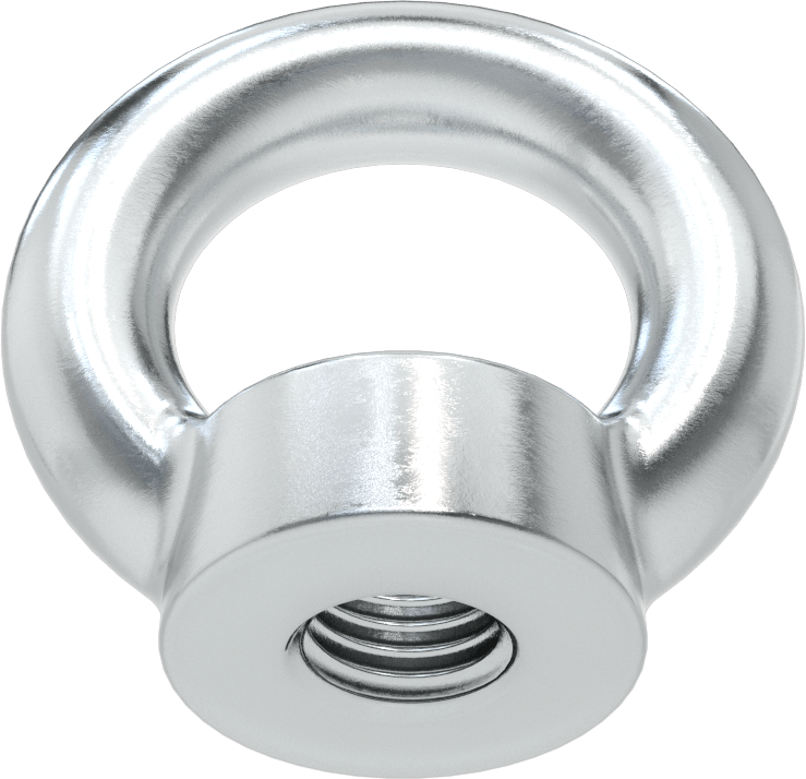 Çinko Kaplı Çelik Yuvarlak Gözlü Somun - Kaldırma için, 3/4"-10 Diş Boyutu
