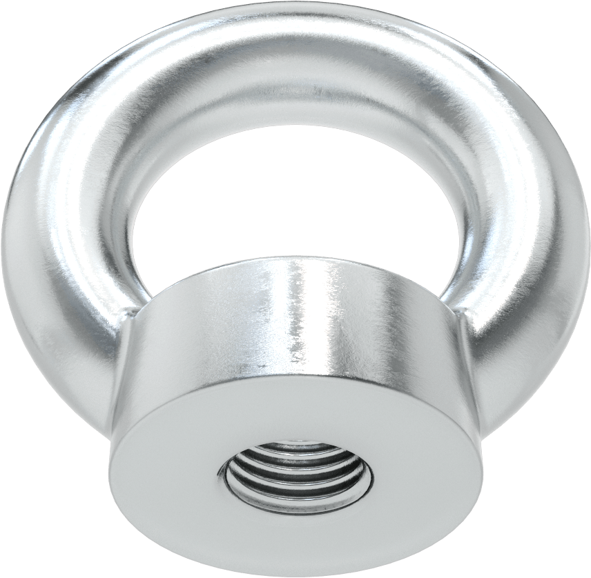 Çinko Kaplı Çelik Yuvarlak Gözlü Somun - Kaldırma için, 1-1/4"-7 Diş Boyutu