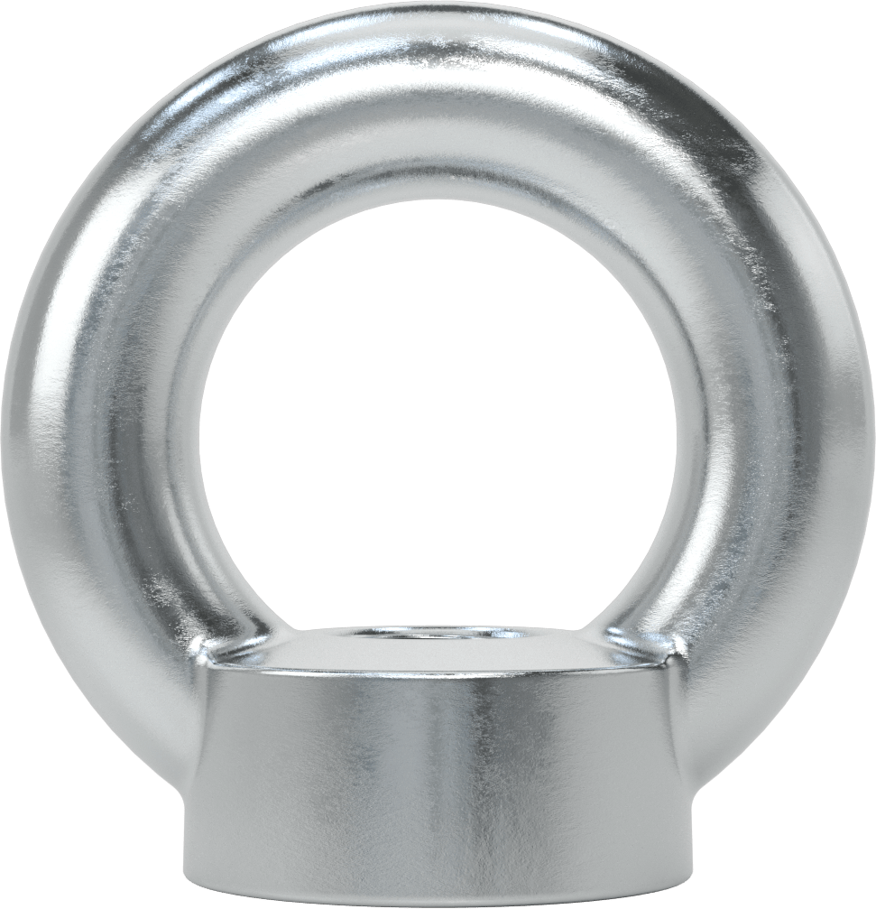 Çinko Kaplı Çelik Yuvarlak Gözlü Somun - Kaldırma için, 1-1/2"-6 Diş Boyutu