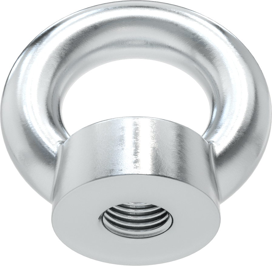 Çinko Kaplı Çelik Yuvarlak Gözlü Somun - Kaldırma için, 1-1/2"-6 Diş Boyutu