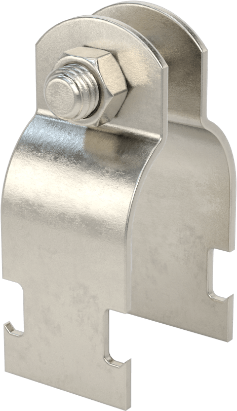 Strut Montajlı Metal Yönlendirme Kelepçesi, 304 Paslanmaz Çelik, 1-1/2" ID, 5/64" Kalınlık