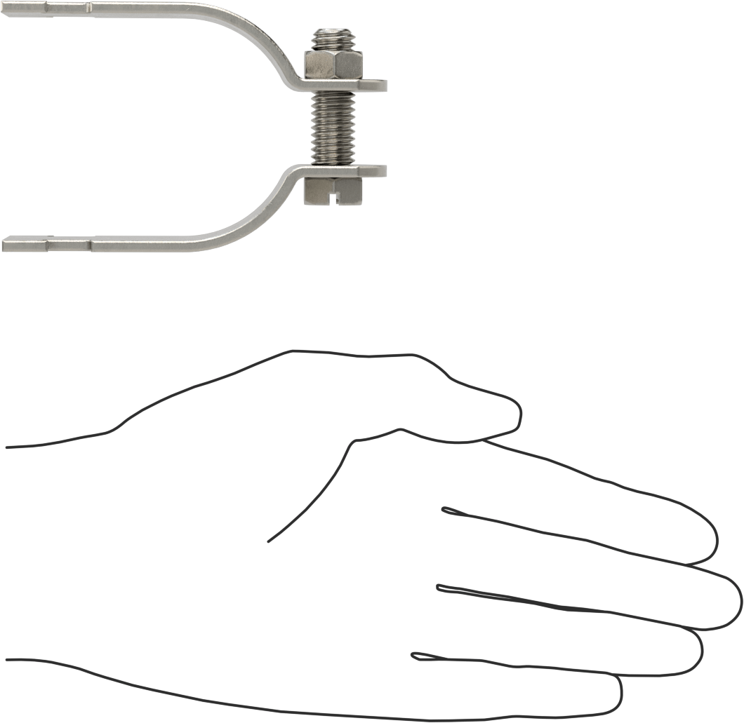 Strut Montajlı Metal Yönlendirme Kelepçesi, 304 Paslanmaz Çelik, 2-3/16" ID, 7/64" Kalınlık