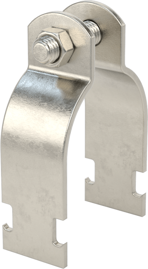 Strut Montajlı Metal Yönlendirme Kelepçesi, 304 Paslanmaz Çelik, 2-5/16" ID, 2-9/16" Uzunluk