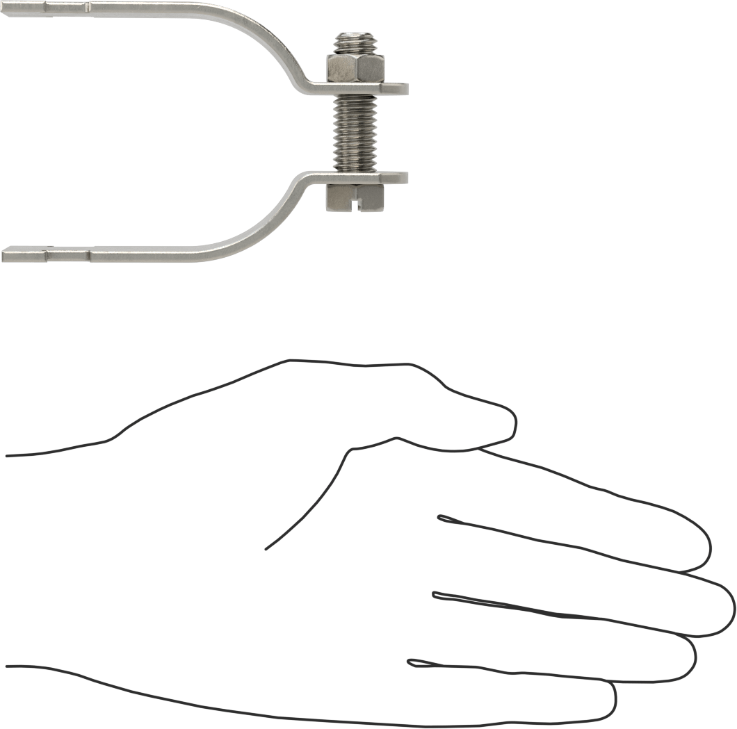Strut Montajlı Metal Yönlendirme Kelepçesi, 304 Paslanmaz Çelik, 2-5/16" ID, 2-9/16" Uzunluk
