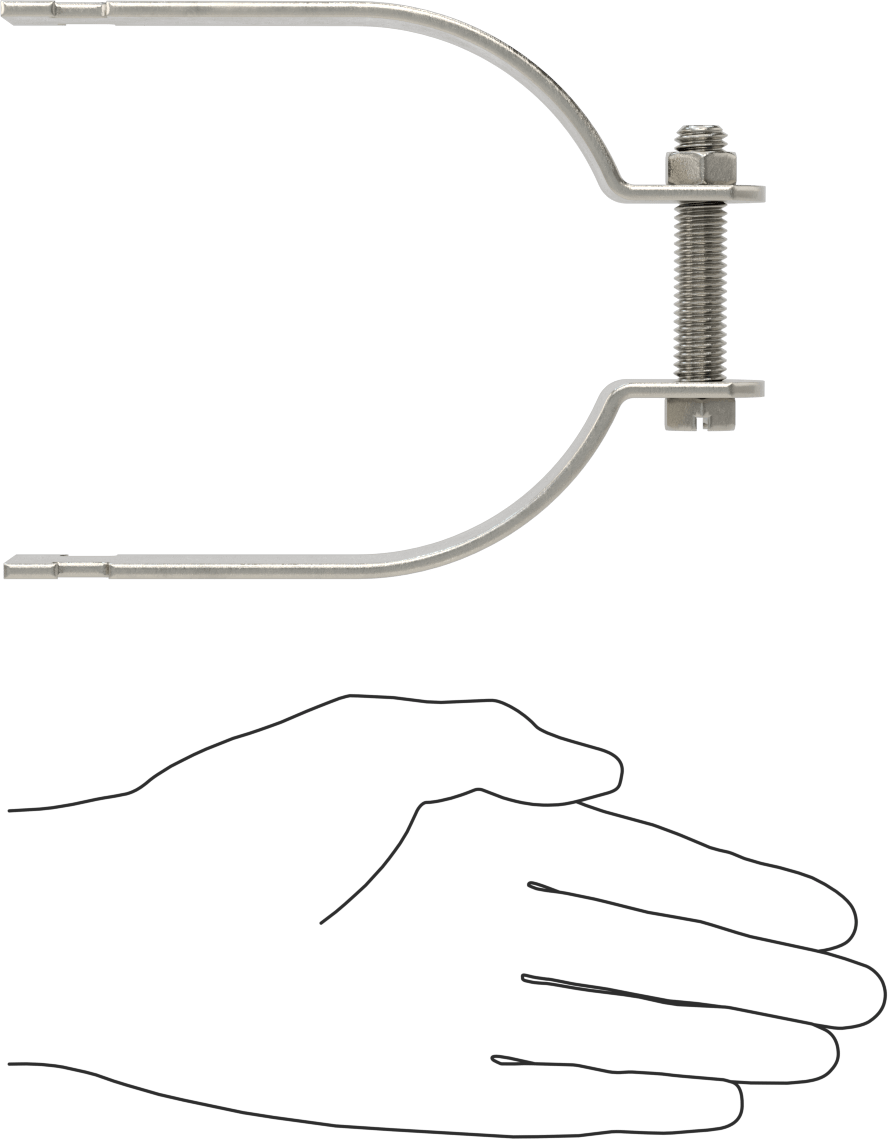Strut Montajlı Metal Yönlendirme Kelepçesi, 304 Paslanmaz Çelik, 4-7/16" ID, 1/8" Kalınlık