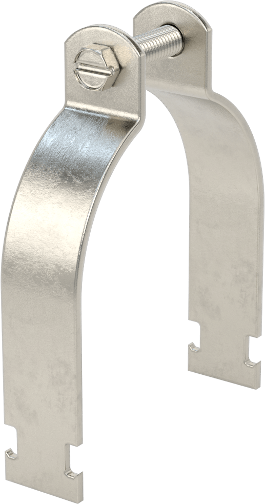 Strut Montajlı Metal Yönlendirme Kelepçesi, 304 Paslanmaz Çelik, 4-7/16" ID, 1/8" Kalınlık