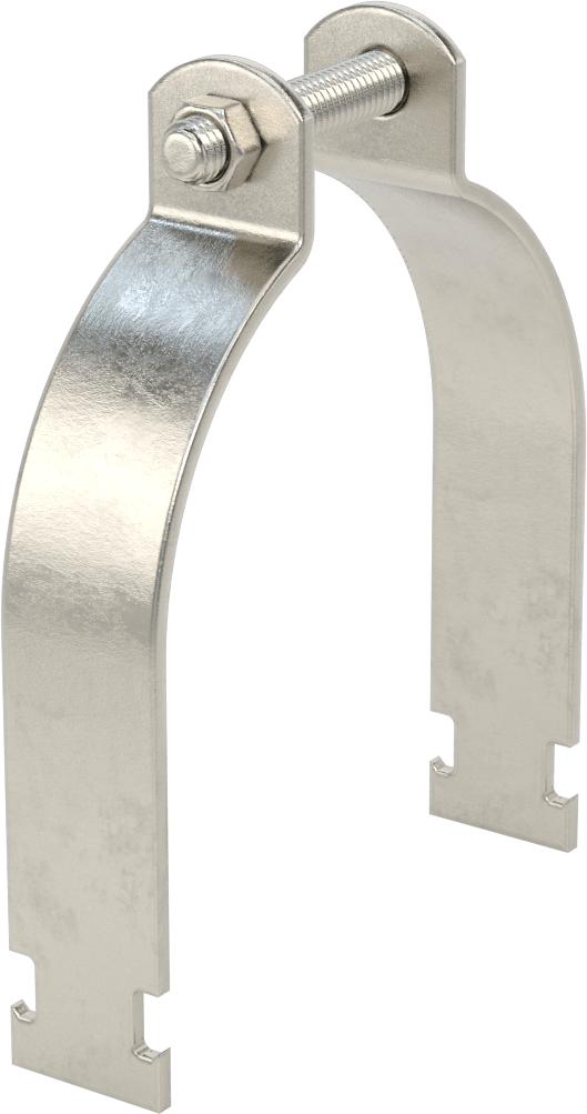Strut Montajlı Metal Yönlendirme Kelepçesi, 304 Paslanmaz Çelik, 5" ID, 1/8" Kalınlık