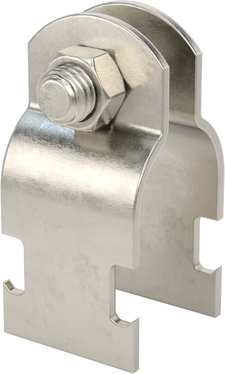 Strut Montajlı Metal Yönlendirme Kelepçesi, 316 Paslanmaz Çelik, 1-1/8" ID, 5/64" Kalınlık
