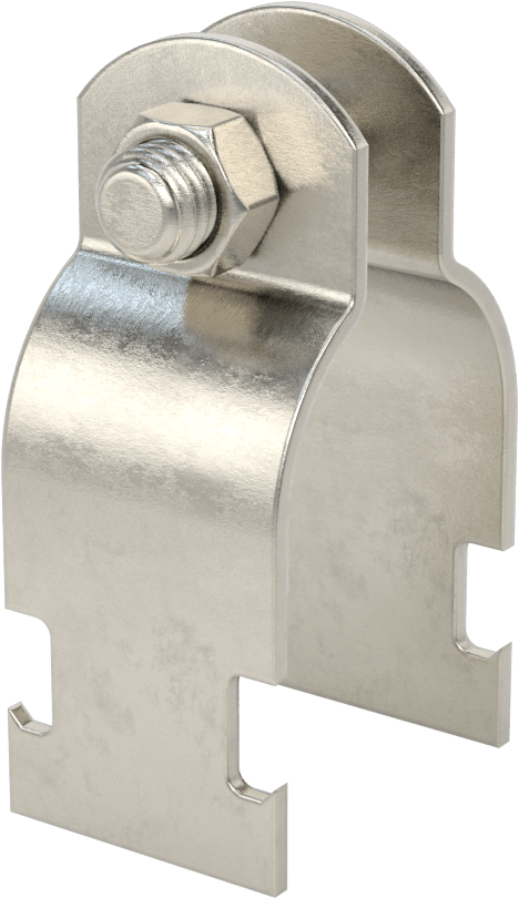 Strut Montajlı Metal Yönlendirme Kelepçesi, 316 Paslanmaz Çelik, 1-1/2" ID, 5/64" Kalınlık